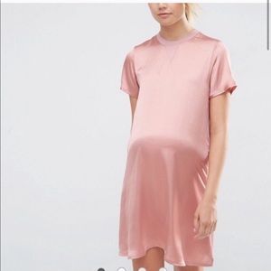 ASOS silk T-shirt maternity pink dress